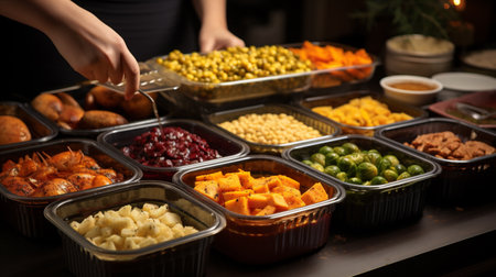 Assortment of pickled vegetables in a restaurant, close-upの素材