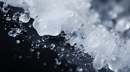 Melting ice on a black background. Close up. Macro.の素材