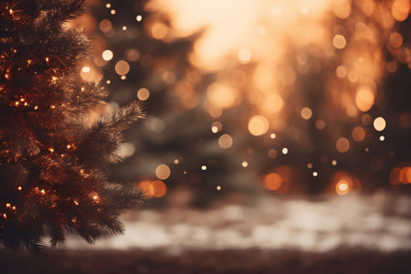 Christmas and New Year holidays background with bokeh defocused lightsの素材