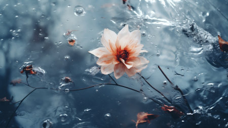 Flowers in the water. Beautiful flowers in the water. Flower background.の素材