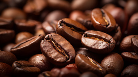Coffee beans background. Close up. Selective focus.の素材
