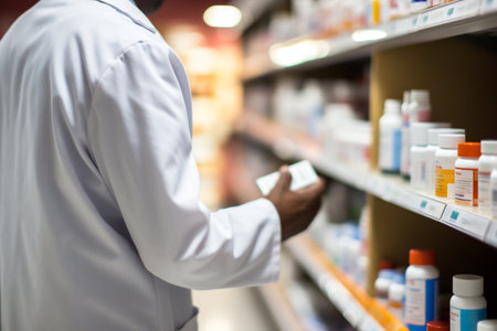 pharmacist working in drugstoreの素材