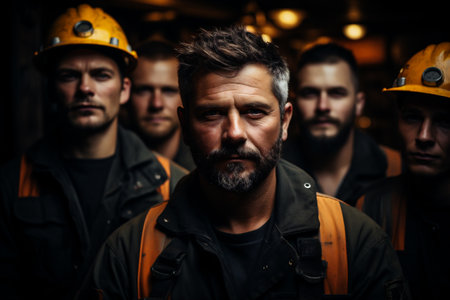 Portrait of a group of industrial workers in the factory. Industrial concept.の素材