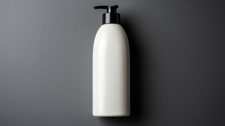 White plastic bottle for shampoo, shower gel, conditioner, conditioner on gray backgroundの素材