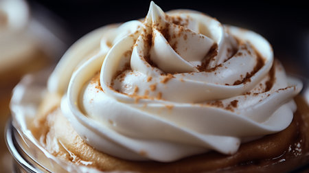 Closeup of a cup of whipped cream on the topの素材