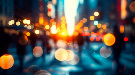 Abstract bokeh background of street lights in New York City.の素材