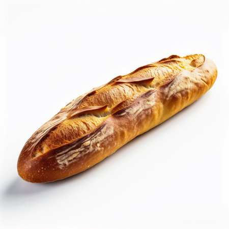 Baguette bread isolated on white backgroundの素材
