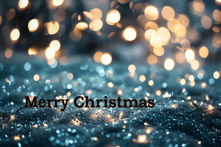Merry Christmas and Happy New Year greeting card on bokeh backgroundの素材