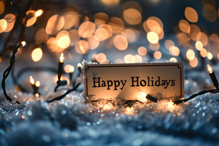 Happy Holidays greeting card. Christmas and New Year background. Selective focus.の素材