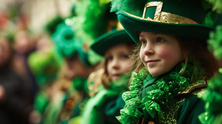 Unidentified people at the St. Patrick's Day paradeの素材