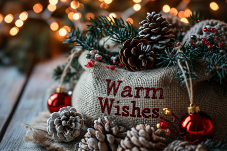 Christmas Decoration Over Wooden Background, Christmas and New Year Decorationsの素材