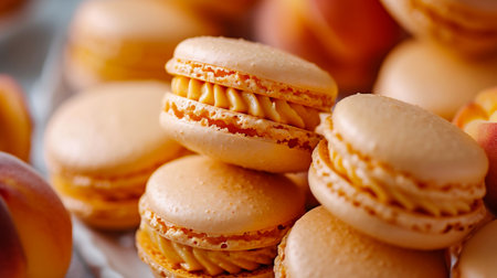 Macaroons with apricot jam. Selective focus.の素材