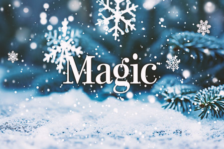 Christmas greeting card. Noel festive background. New year symbol. Snowflake.の素材