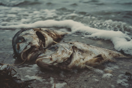 Dead fish on the seashore.の素材