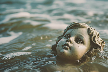 Close-up of a doll in the water. Selective focus.の素材