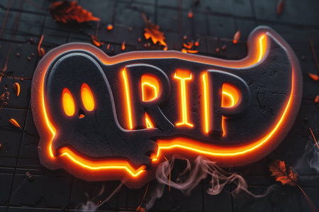 Glowing neon sign with the word trick or treat. Halloween concept.の素材