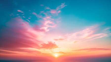 Sunset sky background - vintage filter and sunflare effect.の素材