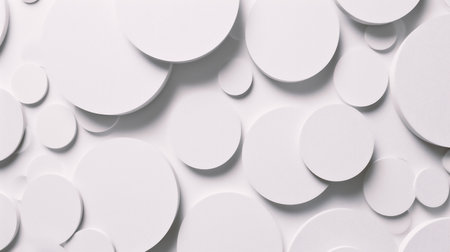 White abstract background with circles. Flat lay, top view, copy spaceの素材