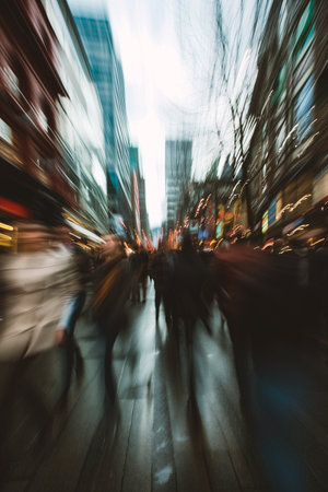 People walking in the streetの素材
