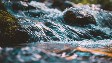Waterfall in the forest, close-up. Natural background.の素材