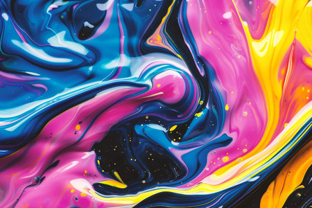 abstract background of oil paint in pink, blue and yellow colorsの素材