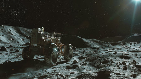 monster truck on the surface of the moonの素材