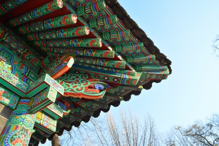 a bottom design of korean traditional roofの写真素材