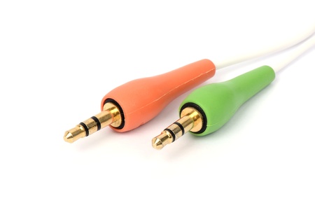 Cord of Stereo Cable, isolated on whiteの写真素材