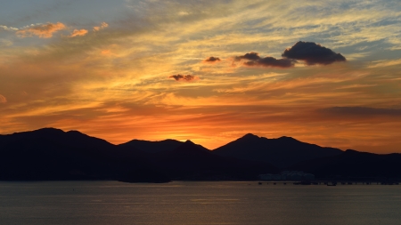 the Sunset of Namhae Seaside in Koreaの写真素材