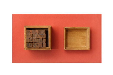 Korean Letterpress poles and case on red paper