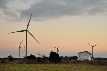 Eletric Power Generator Wind Turbine over a Cloudy Skyのeditorial素材
