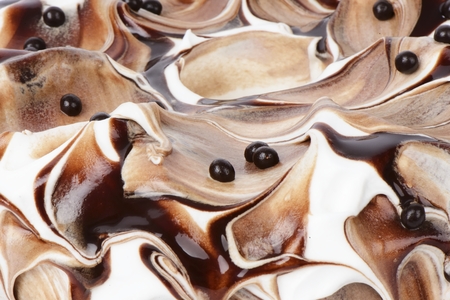 detail of shiffon cake with chocolate and fresh creamの写真素材