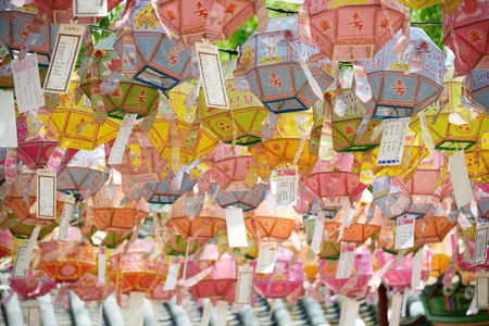 light lamps in a temple in the day of Buddhaのeditorial素材