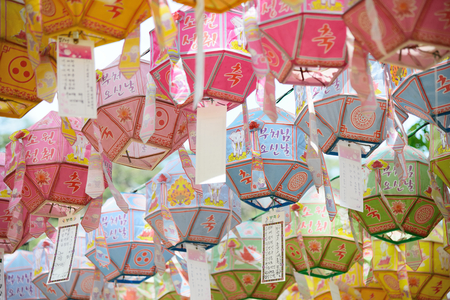 light lamps in a temple in the day of Buddhaのeditorial素材