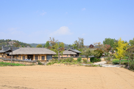 Andong, Korea - October 16, 2014: Hahok folk village, located in Andong, is a traditional village のeditorial素材