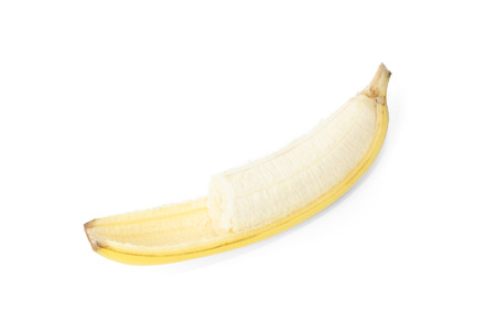 closeup of fresh yellow banana, isolated on whiteの写真素材