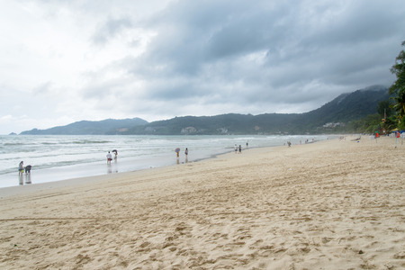 PHUKET, THAILAND - AUGUST 01, 2013: view of patong beach in a cloudy dayのeditorial素材