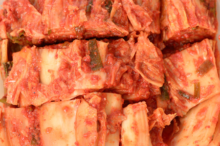 closeup of cutted Gimchi, Korean traditional food.の写真素材