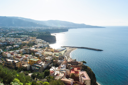 View of Meta and Sant'Agnello  on the Amalfi Coast in Campania, Italy.の写真素材