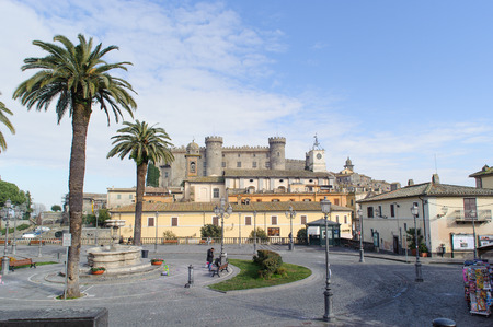 ROME, ITALY - JANUARY 20, 2010: The Castle "Castello Orsini-Odescalchi" and Piazza IV Novembre in Bracciano, the Province of Rome, Lazio, Italy.のeditorial素材
