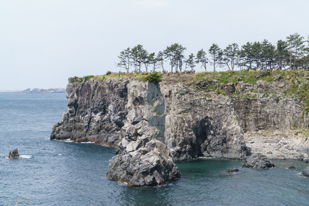 Oedolgae and Hill of storm in Jeju island, Korea. They can be seen from the Olle course No. 7.の写真素材