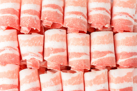 Plane Samgyeopsal, sliced frozen Pork belly meat. It is a popular Korean dish and consists of thick, fatty slices of pork belly meat.の写真素材