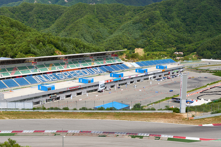 Inje-gun, Korea - August 07, 2018: Inje Speedium, a motor racing circuit which is part of a large complex named the Inje Auto theme park.のeditorial素材