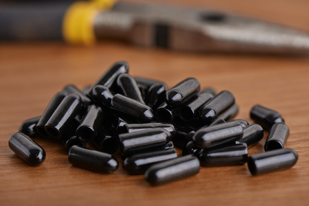 rubber like PVC flexible vinyl round end caps wire protector coverの写真素材