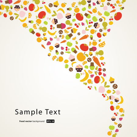 food and fruit pattern background,vector illustration のイラスト素材