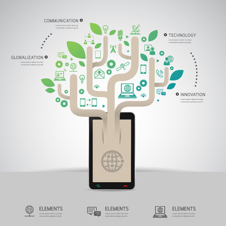 Communication & Technology infographic concept design template graphic layout vectorのイラスト素材