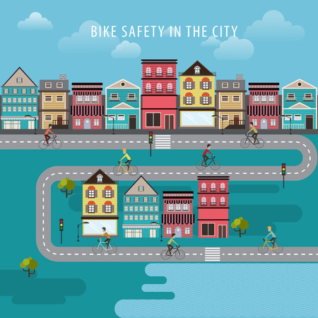Vector Vintage Bike bicycle safety in the city conceptのイラスト素材