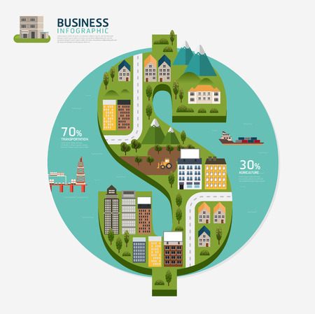 Infographic business money dollar shape template design.business success concept vector illustrationのイラスト素材