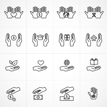 Vector give and charity icon setのイラスト素材