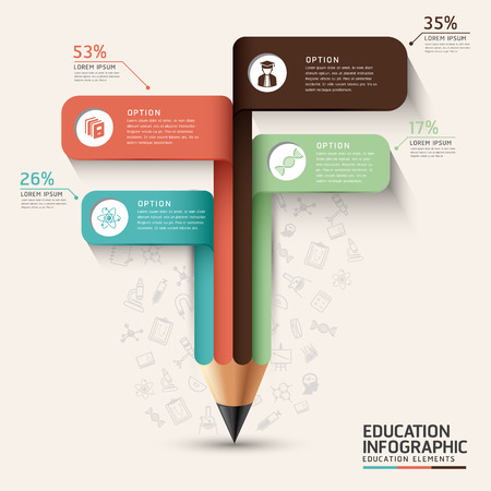 Education infographic concept. Pencil and bubble speech arrow template. can be used for workflow layoutのイラスト素材